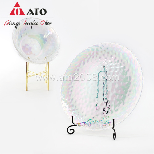 Glass Charger Plate With Plating Multi Color